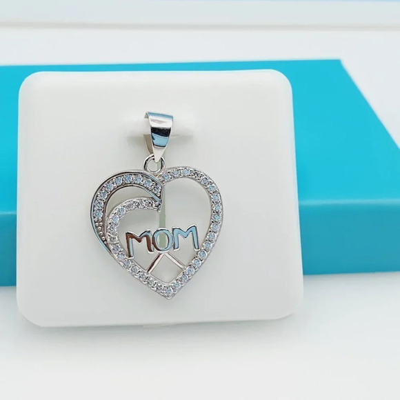 925 Sterling Silver CZ Beautiful Mom Pendant for Women, 1USPAR4089 - Picture 11 of 11